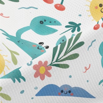 Hand Drawn Summer Beach Piqué