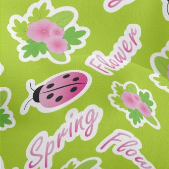 Ladybug And Flowers Lightweight Performance Linen