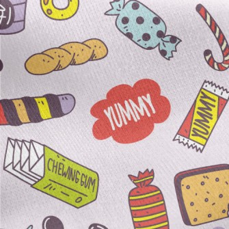 Cute Hand-painted Snacks Jersey Backed Fleece