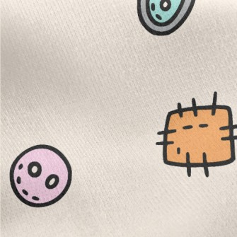Colorful Buttons And Patches Jersey Backed Fleece