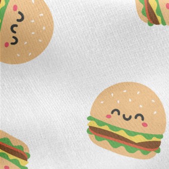 Cute Smiley Burger Jersey Backed Fleece