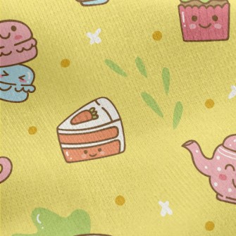 Cute Colorful Afternoon Tea Jersey Backed Fleece
