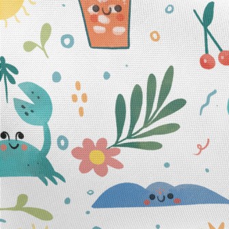 Hand Drawn Summer Beach Pongee