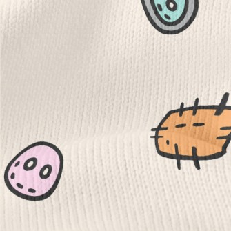 Colorful Buttons And Patches Stretch Jersey