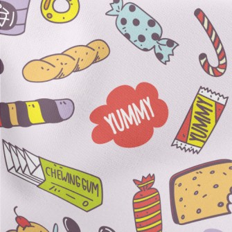 Cute Hand-painted Snacks Lightweight Cotton Poplin
