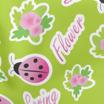Ladybug And Flowers Lightweight Cotton Poplin
