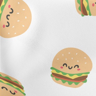 Cute Smiley Burger Lightweight Cotton Poplin