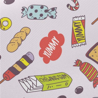 Cute Hand-painted Snacks Midweight Cotton Poplin