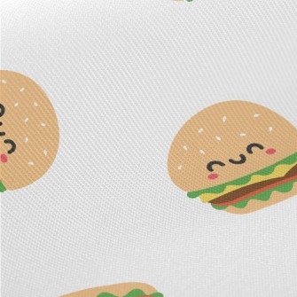 Cute Smiley Burger Midweight Cotton Poplin