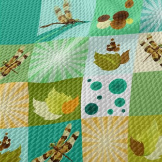 Dragonfly And Plants Birdseye Piqué