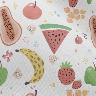 Watercolor Hand Drawn Fruits Chiffon