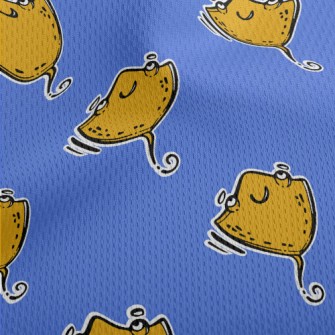 Hand Drawn Happy Stingray Athletic Mesh Flat Back