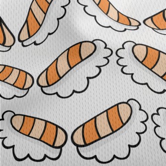 Japanese Shrimp Sushi Athletic Mesh Flat Back