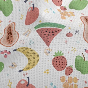 Watercolor Hand Drawn Fruits Athletic Mesh Flat Back
