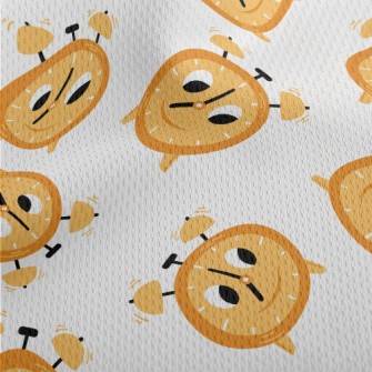 Cartoon Expression Alarm Clock Athletic Mesh Flat Back