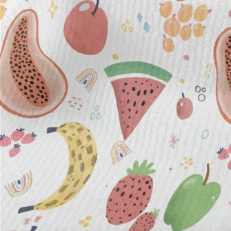 Watercolor Hand Drawn Fruits Terry
