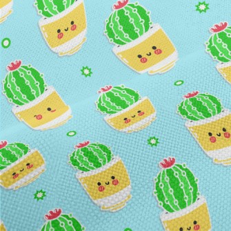 Cute Smiling Cactus Performance Linen