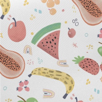 Watercolor Hand Drawn Fruits Twill
