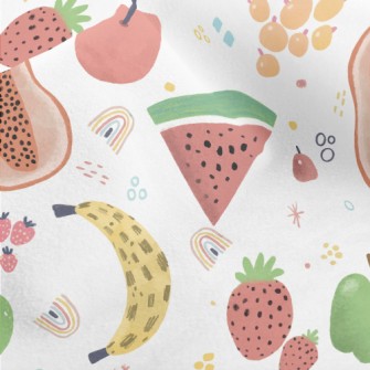 Watercolor Hand Drawn Fruits Micro Fleece