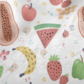 Watercolor Hand Drawn Fruits Minky