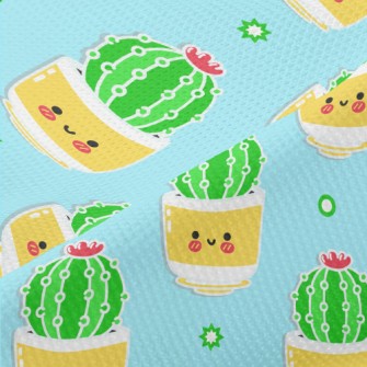 Cute Smiling Cactus Piqué