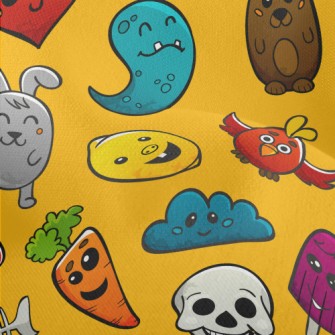 Cartoon Monster Doodle Lightweight Performance Linen