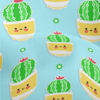 Cute Smiling Cactus Lightweight Performance Linen