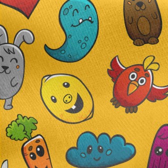 Cartoon Monster Doodle Jersey Backed Fleece