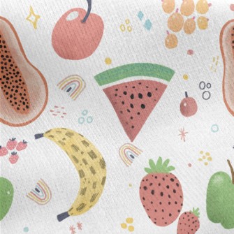 Watercolor Hand Drawn Fruits Jersey Backed Fleece