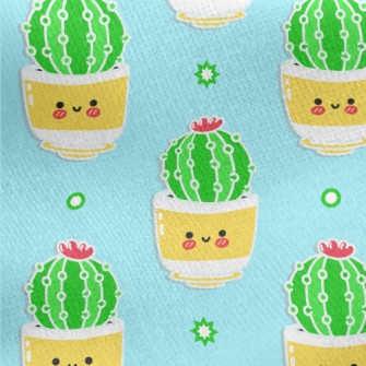 Cute Smiling Cactus Jersey Backed Fleece