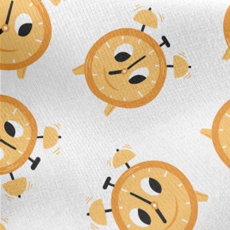 Cartoon Expression Alarm Clock Jersey Backed Fleece