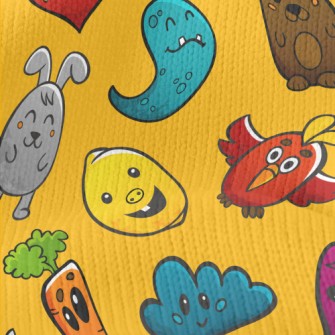 Cartoon Monster Doodle Stretch Jersey
