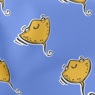 Hand Drawn Happy Stingray Lightweight Cotton Poplin