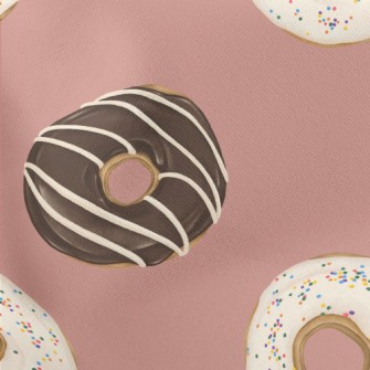 Hand Drawn Chocolate Donut Lightweight Cotton Poplin