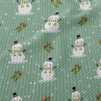 Merry Christmas Snowman Birdseye Piqué