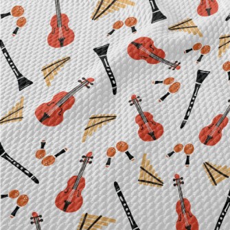 Hand Drawn Western Musical Ins Birdseye Piqué