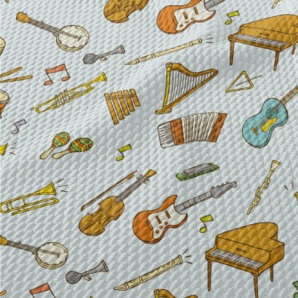 Cartoon Musical Instruments An Birdseye Piqué