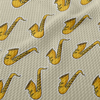Cartoon Saxophone Birdseye Piqué