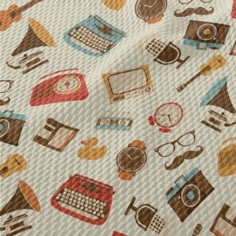 Cute Retro Items Birdseye Piqué