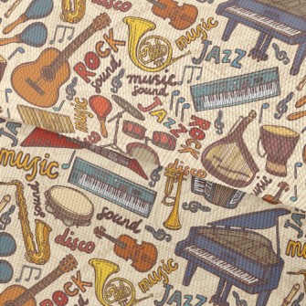 Hand Drawn Musical Instruments Waterproof Oxford