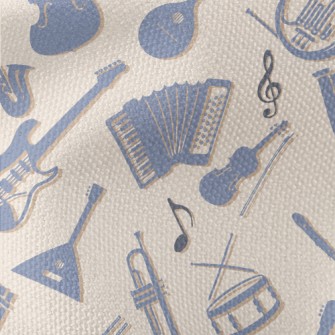 Blue Musical Instrument Silhou Waterproof Canvas
