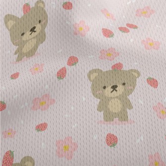 Blushing Bear And Strawberry Athletic Mesh Flat Back