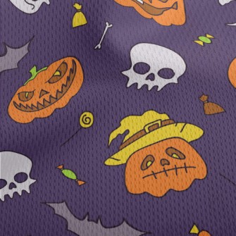 Hand Drawn Pumpkin Lantern Doo Athletic Mesh Flat Back
