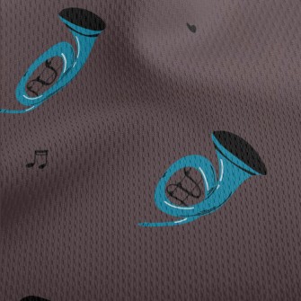 Blue French Horn Athletic Mesh Flat Back