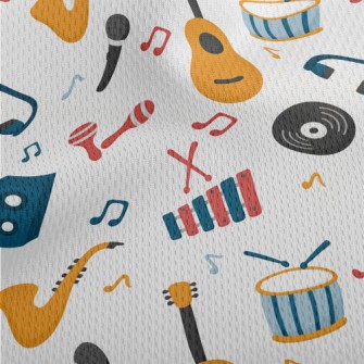 Colorful Musical Instruments A Athletic Mesh Flat Back