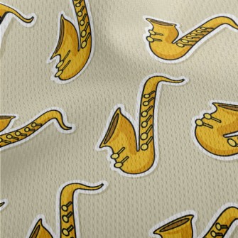 Cartoon Saxophone Athletic Mesh Flat Back