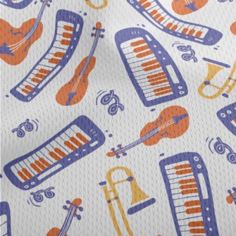 Hand Drawn Musical Instrument  Athletic Mesh Flat Back