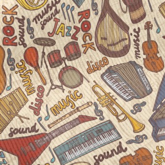 Hand Drawn Musical Instruments Standard Corduroy