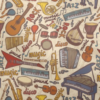 Hand Drawn Musical Instruments Dobby