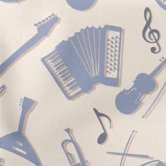 Blue Musical Instrument Silhou Stretch Ponte